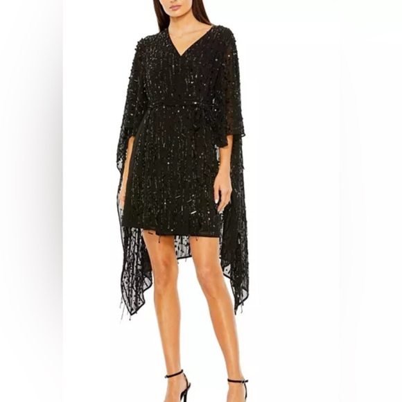 Mac Duggal Black Asymmetrical Cocktail Gown NWT size small - Picture 1 of 2